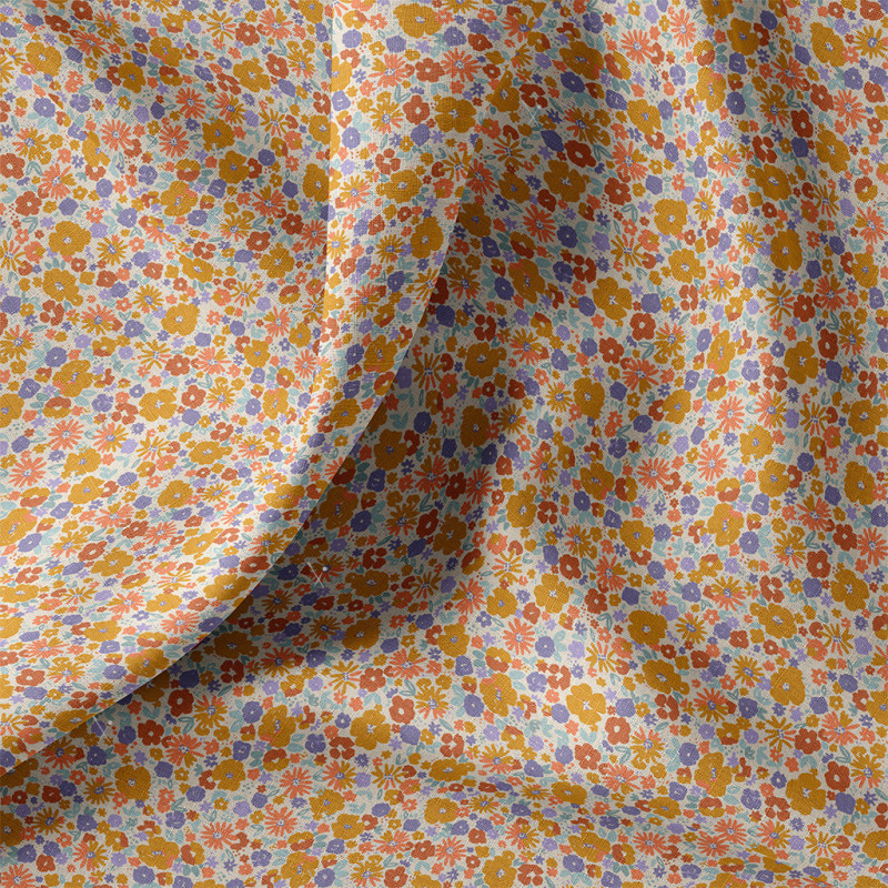 Printed Cotton MIZET Orange / Violet